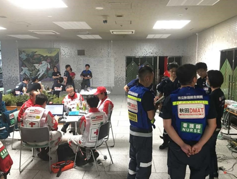 札幌医療圏活動拠点本部の様子（東北DMAT派遣）