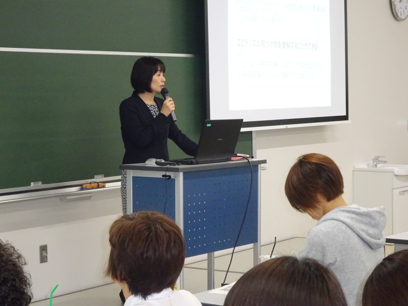 ▲研修1　看護学科　前田尚美講師による講義