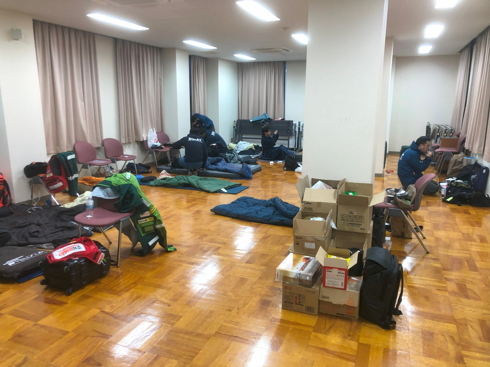 DMATチームの寝泊まりするスペース