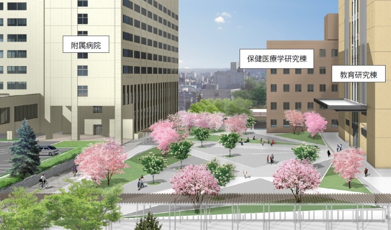春のイメージパース（南1条側からみた広場）