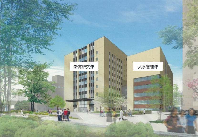 イメージパース(附属病院側地上からみた広場)