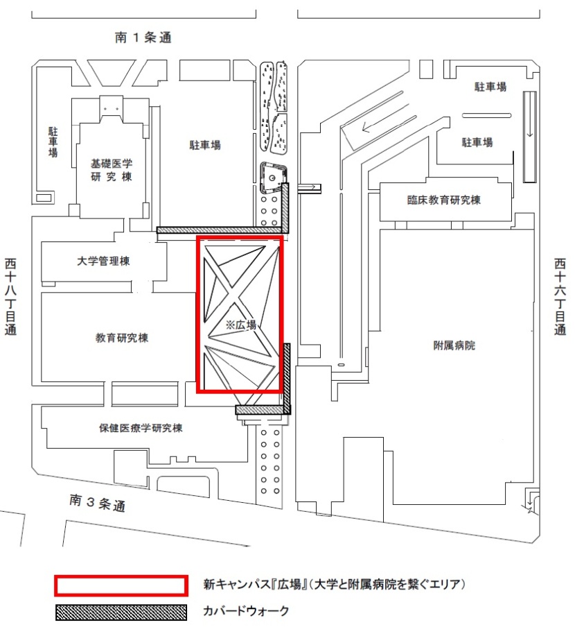 新キャンパス『広場』完成後の施設配置図