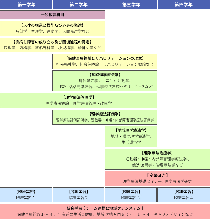 理学療法学科 カリキュラムのイメージ