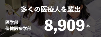 多くの医療人を輩出 医学部・保健医療学部　8909人 
